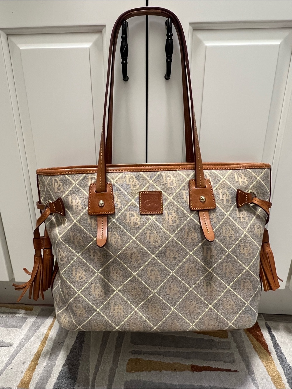 Dooney & Bourke Brown/Tan Logo Diamond Tote